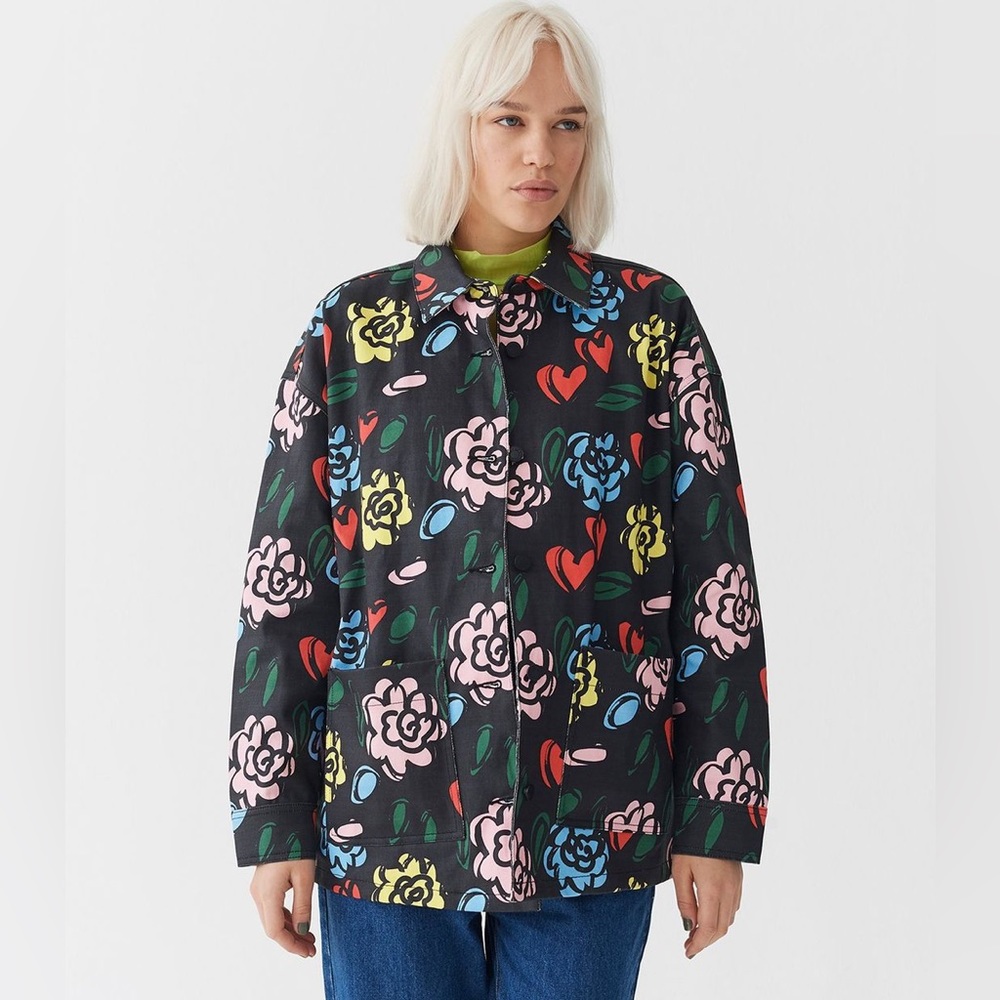 Lazy Oaf Floral Print Jacket - Black, Pink, Red, Yellow, Blue